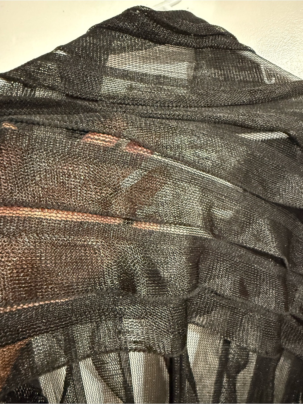 Sheer Black Fringe Wrap - Women Intimates & Sleepwear Black Lace Sheer Kimono Ca - Picture 6 of 8